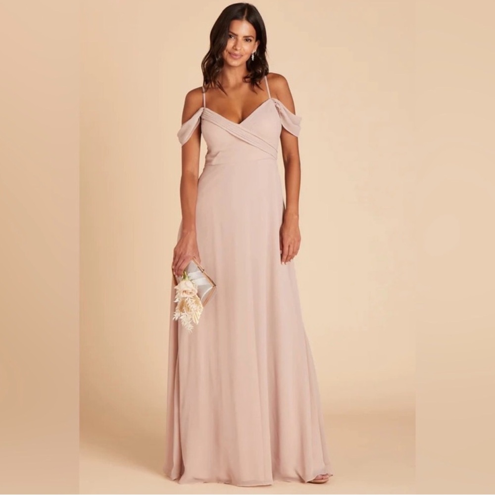 Birdy Grey SPENCE CONVERTIBLE DRESS CHIFFON TAUPE LARGE NWOT BRIDESMAID